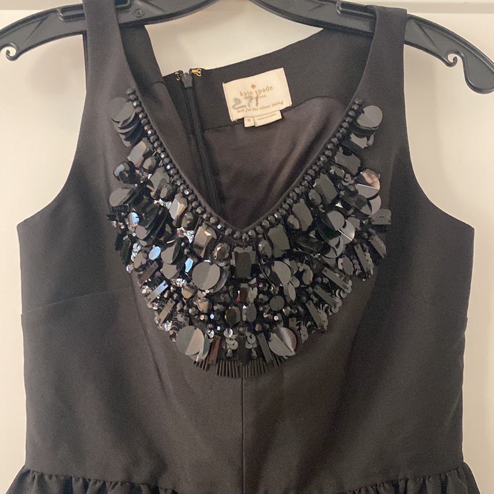 Kate Spade Black Embellished Neckline Dress Size 6